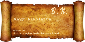 Burgh Nikoletta névjegykártya